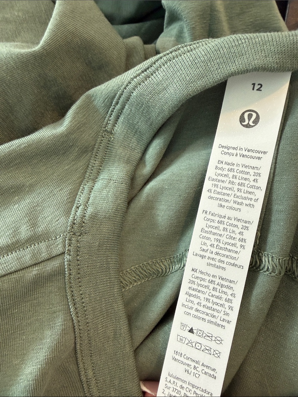 Lululemon Classic-Fit Cotton T-Shirt Dress NWT grey eucalyptus Green Size 12 - Picture 4 of 4